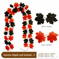200cm kunstmatige esdoornblad slinger in zwart en oranje voor herfst decoratie - 21-Kops Oranje Rood en Zwart Ahorn Stijl (4) / 200cm