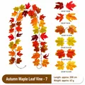 200 cm Kunstmatige Esdoornblad Slinger in Herfstkleuren voor Herfst Decoratie - 21-Kops Gemengde Gradiënt Ahorn Stijl (7) / 200cm