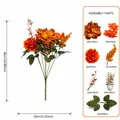 Bouquet d'automne artificiel avec fleurs en soie orange et dimensions détaillées - Bouquet de Simulation d'Automne-B306