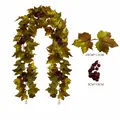 175cm Herfst kunstmatige druivenrank guirlande met esdoornbladeren voor decoratieve doelen - Paarse Druiven Herfst Slinger (Stijl B) / 175cm