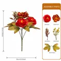 Bouquet de fleurs artificielles d'automne avec pivoines rouges pour décoration de récolte - Bouquet de Simulation d'Automne-B311-2