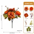 Bouquet de fleurs d'automne artificielles avec roses orange et pièces d'assemblage 30cm - Bouquet de Simulation d'Automne-B310