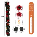 Kunstmatige herfst esdoornblad slinger met rode bloemen en bessen, 175cm lengte - Zwarte Ahorn Bloemen- en Fruitdecoratie Stijl (16) / 175cm