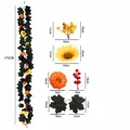 Herfst kunstmatige esdoornblad slinger met zonnebloemen en decoratieve pompoenen, 175 cm - Zonnebloem Pompoen Zwarte Esdoornblad Slinger (17) / 175cm