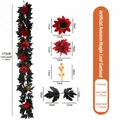 Kunstmatige esdoornblad slinger 175cm met rode bloemen en bessen herfst - Rode Zonnebloem en Dahlia Esdoornblad Slinger (3) / 175cm