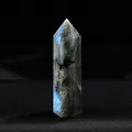 Natural Labradorite crystal point with blue flash, handcrafted hexagonal stone wand. - Labradorite / Length 4-5cm