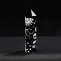 Obsidian hexagonal crystal point with silver etched celestial sun and moon designs - Obsidian Snake Bone (Silver) / Length 4-5cm