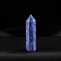 Natural blue sodalite crystal wand, hexagonal single point tower for energy healing - Blue Spot Jasper / Length 4-5cm