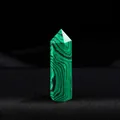Natural malachite hexagonal crystal point pillar with unique green and black stripes - Synthetic Malachite / Length 4-5cm