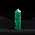 Natural malachite hexagonal crystal point pillar with unique green and black stripes - Synthetic Malachite / Length 4-5cm