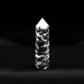 Hand-polished natural black and white zebra stone hexagonal crystal point wand - Black Zebra Stone / 4-5cm