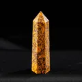 Natural gold silk jade hexagonal crystal wand for healing and home decor - Gold Silk Jade Crystal Point (Synthetic) / Length 4-5cm