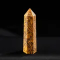 Natural gold silk jade hexagonal crystal wand for healing and home decor - Gold Silk Jade Crystal Point (Synthetic) / Length 4-5cm