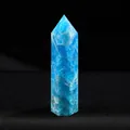 High-quality natural blue apatite crystal point hexagonal healing stone pillar ornament - Apatite / Length 4-5cm