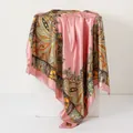 Elegant pink paisley print satin square scarf 90x90cm stylish hair accessory for women - 90x90cm / Pink