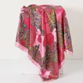 Elegant pink paisley and leopard print 90x90cm satin square headscarf - 90x90cm / Pink