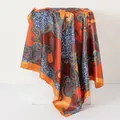 Elegant 90x90cm retro paisley and leopard print satin silk square scarf for women - 90x90cm / Orange