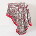 Elegant vintage paisley pattern 90x90cm satin silk square scarf headscarf in red and white - 90x90cm / Red