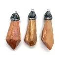 Trois pendentifs en cristal orange naturel de forme colonnaire irrégulière pour bijoux DIY. - Style Cristal Rose Pâle (N° 4)