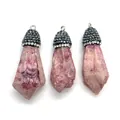 Pendentif en cristal rose naturel avec capuchon en strass pour bijoux fait main - Style violet électroplaqué iridescent (N° 5)