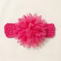 Hot pink infant headband featuring a large layered chiffon flower on an elastic band - Rose Red