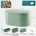 Large capacity mint green silicone ice cube tray set with 72 grids, storage box and scoop - Double Lid Press Style Green 2-Layer Set 72-Grid with Scoop