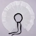 Col à volants rétro français en maille blanche avec ruban noir pour costumes d'Halloween - Hauts / Env. 39cm de diamètre, 20cm de largeur / Blanc