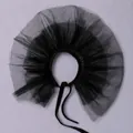 Collerette en tulle noir à volants pour costumes gothiques d'Halloween et théâtre - Hauts / Env. 39cm de diamètre, 20cm de largeur / Noir