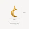 Gold plated copper crescent moon pendant charm with sparkling stones and size dimensions - Moon