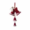 Ensemble de cloches de Noël floquées rouges festives avec rubans et dimensions - Cloche feuille d'or
