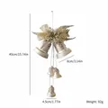 Nordic flocked Christmas bells hanging decoration for holiday window and festive tree setup. - Champagne Gold Double Bell