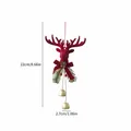 Pendentif cerf de Noël floqué rouge avec cloches dorées et informations de mesure - Cloche de cerf