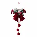 Grande décoration de cloches de Noël floquées rouges avec panneau Merry Christmas - Cloche avec plaque de lettre