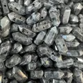 Perles en labradorite naturelle en forme de prisme hexagonal à double pointe pour bijoux DIY - Pierre Flash Noire (Perle Unique)