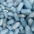 Perles en pierre naturelle bleu clair hexagonales double pointe pour bijoux DIY - Aigue-marine (Colorée) (Seul)