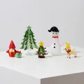 Handmade colorful Zibo glass Christmas figurine set including tree snowman and reindeer - Christmas Tree Set SDS05
