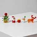 Handmade glass Christmas ornaments set including tree, Santa, and reindeer - Christmas Tree Set SDS01