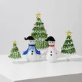 Handmade glass Christmas tree and snowman ornaments set in white and green, 240g - Christmas Tree Set SDS07