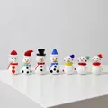 7-piece set of handmade glass Christmas snowman figurines with colorful scarves and hats - Snowman Set SDS08