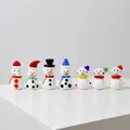 7-delige set handgemaakte glazen kerstsneeuwpoppen met kleurrijke sjaals en hoedjes - Sneeuwpop Set SDS08