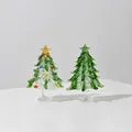 Elegant handcrafted glass Christmas tree desktop ornament with star topper weight 50g - Colorful Spotted and Green Wire Christmas Tree Set
