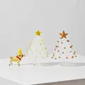 Handgemaakte kristalglas kerstboom en rendier set voor sfeervolle kerstversiering van 58g - Gele Draad en Gouden Draad Kerstboom en Rendier Set