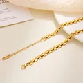 Eleganter 18 Karat vergoldeter Edelstahl Gliederketten Armband mit Verlängerung für Damen - Uhrenarmband Stil / Gold