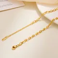 Eleganter 18 Karat vergoldeter Edelstahl Gliederketten Armband mit Verlängerung Damen - Geprägte Ovale Ankerkette Stil / Gold