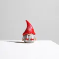Handcrafted miniature red and grey Zibo glass Christmas gnome figurine holiday ornament - Braided Santa Claus