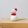Handmade miniature glass snowman figurine with red hat and scarf Christmas ornament - Christmas Red Cap Snowman