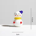 Handmade lampwork glass snowman ornament with blue hat and yellow scarf decoration - Christmas Blue Cap Snowman 4.5cm