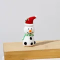 Handmade miniature glass snowman figurine Christmas ornament on wooden base, 6cm height - Snowman with Rhinestone