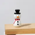 Handmade glass snowman Christmas ornament with red scarf and black hat, 6cm height - Classic Red Scarf Snowman