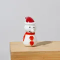 Handmade glass snowman figurine Christmas ornament, 6cm tall - Snowman with Blue Scarf